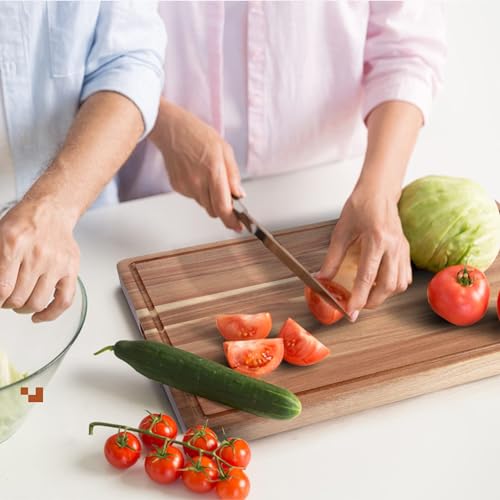 GAOMON Acacia Extra Large Wood Cutting Board, 1.2 Inches Thick Butcher Block, Reversible Wooden Kitchen Block, over Stove Cutting Board, with Side Handles and Juice Grooves, 24 x 18 Inch - size: 24.8"L x 18.8"W