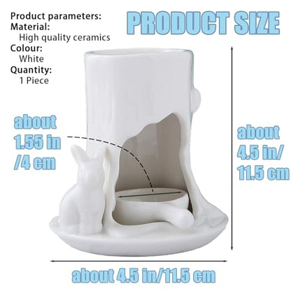 Ceramic Essential Oil Burner Wax Melt Burners,Aromatherapy Aroma Burner,Ceramic Tea Light Candle Holder,Oil Diffuser for Home Bedroom Decor,4.5 Inches,White Rabbit,1 Piece