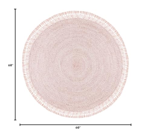 SAFAVIEH Sahara Collection Area Rug - 5' Round, Pink, Handmade Boho Tassel, Ideal for High Traffic Areas in Living Room, Bedroom (SAH490U) - color: Pink, size: 5' (Round)