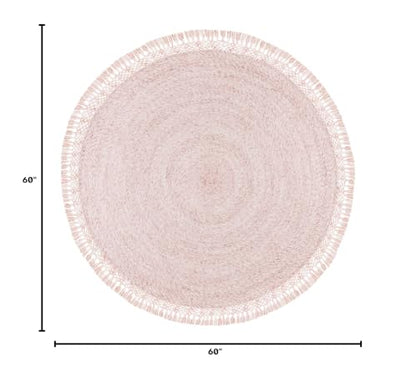 SAFAVIEH Sahara Collection Area Rug - 5' Round, Pink, Handmade Boho Tassel, Ideal for High Traffic Areas in Living Room, Bedroom (SAH490U) - color: Pink, size: 5' (Round)