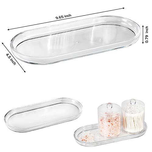 SheeChung Acrylic Vanity Tray, 2 Pack, Clear, 9.65 in x 4.5 in x 0.79 in, Catchall Tray, Countertop Sink Tray Dispenser, Sturdy Holder for Cabinet, Shelf, Cupboard, or Closet Organization | 9.65" x 4.5", Perfume Jewelry Candle Dispenser Catchall Tray, Stu