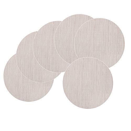 Round Heat-Resistant Placemats Set of 6, 13.8 Inch, Off White | Easy to Clean Woven Kitchen Table Mats, Washable, Non-Slip for Dining Table, Vinly Christmas Decoration Home Wedding Party - color: Off White, size: Set of 6