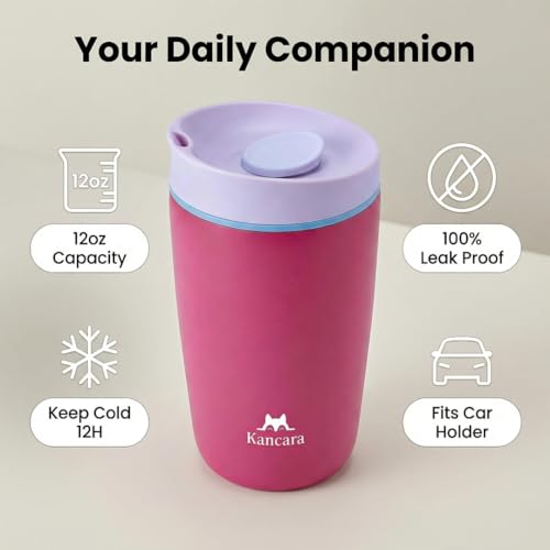 12 oz coffee tumbler Insulated coffee mug with lid Slider Insulated Stainless Steel Coffee Tumbler, Travel Mug for Hot and Iced Beverages insulated travel coffee mug (BB pink) - color: BB pink