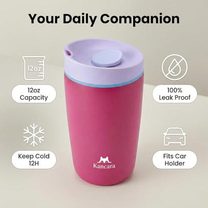 12 oz coffee tumbler Insulated coffee mug with lid Slider Insulated Stainless Steel Coffee Tumbler, Travel Mug for Hot and Iced Beverages insulated travel coffee mug (BB pink) - color: BB pink