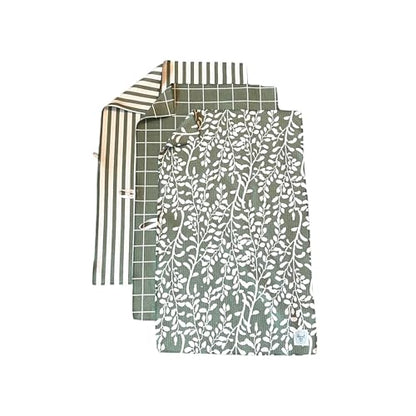Kitchen Towels, Dish Towels for Kitchen, 3 Pc Kitchen Towel Set | Microfiber Waffle Towels, 16 x 26 inches, with Hanging Loops, Reusable Tea Towels, Cute Kitchen Towels - 3 Pack - color: Green