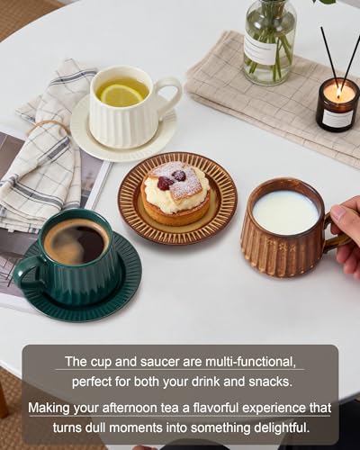 Ceramic Coffee Mug and Saucer Set-11.5 oz White Coffee Cup with Saucer for Office,Home,Cafe - Microwave & Dishwasher Safe - Perfect for Latte, Cappuccino,Tea-Gift for Coffee Lovers Men Women - color: White Mug