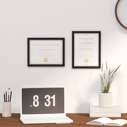 8.5x11 Picture Frame Black Wood Set of 4, Wooden Diploma Frame with Acrylic Plexiglass for Pictures, Certificate Degree Document Frame Tabletop and Wall Mounting Display - color: Black Wood, size: 8.5x11