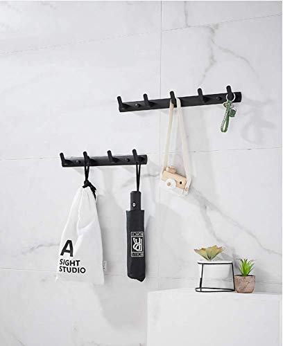 Wall Mounted Coat Rack, 5 Hooks, 17.7"x1.3", Modern, Black | Space Aluminum, Rustproof, for Hallway, Entryway, Hanging Holder for Clothes, Towel, Backpack, 40 lbs Capacity, Easy Install - size: 5 Hooks