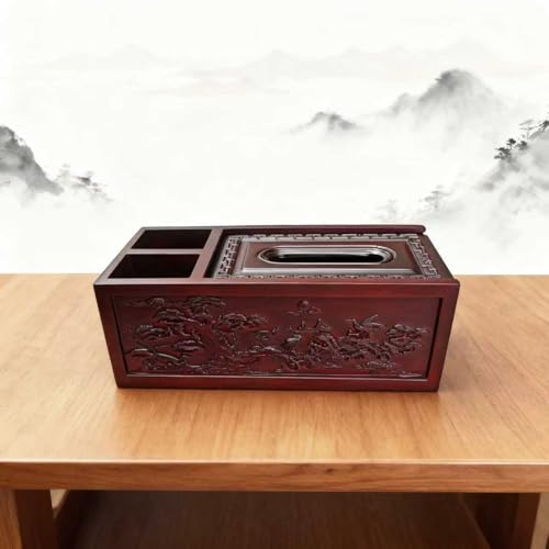 Wood Tissue Box Cover Rectangle Boxes Tissue Box Holder，with Storage，Decorative Tissue Cover for Bedroom, Dinner Table, Office, Tabletop W10 X D4.92 X H3.74 (D) - color: D