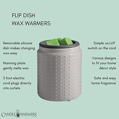 CANDLE WARMERS ETC. Wax Melt Fragrance Warmer for Scented Wax Melts, Cubes, Tarts with Silicone Dish Top|Gray Hobnail Dot Ceramic - style: Gray Hobnail