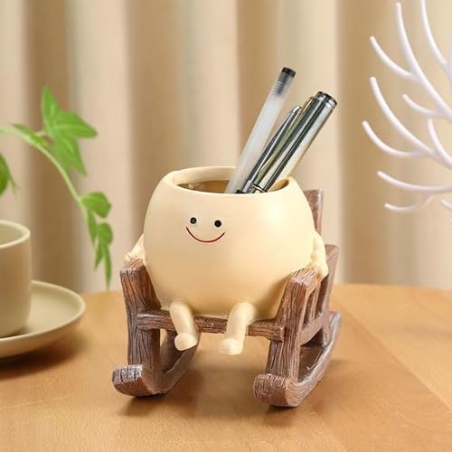 Rocking Chair Resin Planter - Cute Plant Pot - with Drainage Hole - Smiley Succulent Pot - for Garden - Lawn - Patio Indoor and Outdoor Use - color: A2