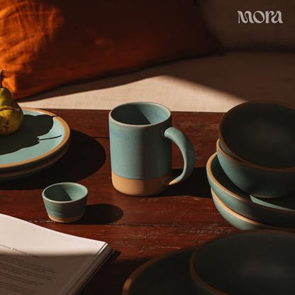MORA Medium Mugs Set of 4, 16oz Ceramic Pottery Latte Mugs/Coffee Cups - Microwave and Dishwasher Safe - Iris - color: Iris