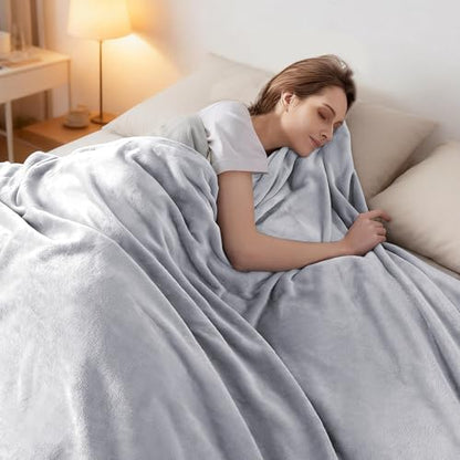 3-Pack Fleece Throw Blankets 50x60, 300GSM Soft Flannel Plush Blanket, Lightweight Warm Couch Sofa Bed Blankets, No Shedding All Season (Light Gray) - color: Light Gray