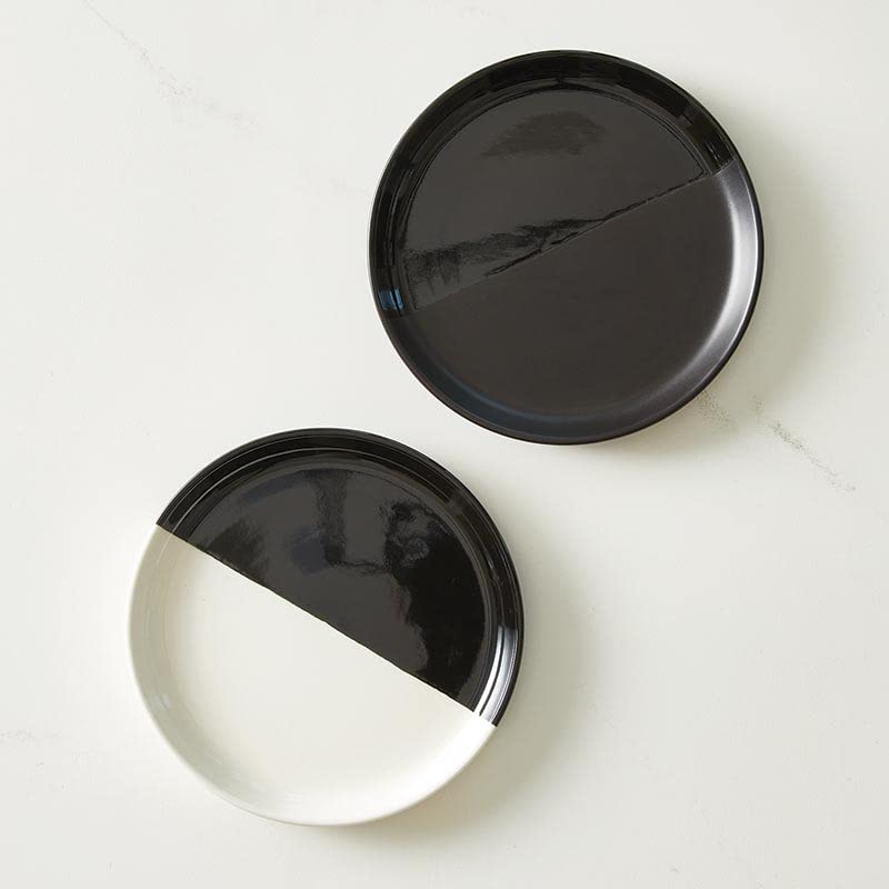 Santa Barbara Design Studio Appetizer/Dessert Plates TableSugar Dipped Ceramic Tapas Plates, Set of 4, Black | White - color: Black/White, size: Set of 4