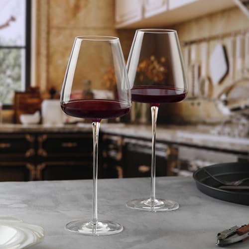 Crystal Red Wine Glasses Set of 2, Hand Blown Wine Glass 22OZ | Thin Rim, Long Stem, Premium Gift for Red Wine, Pinot Noir, Wedding, Christmas, Anniversary - color: 22oz(2-pack)