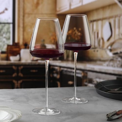 Crystal Red Wine Glasses Set of 2, Hand Blown Wine Glass 22OZ | Thin Rim, Long Stem, Premium Gift for Red Wine, Pinot Noir, Wedding, Christmas, Anniversary - color: 22oz(2-pack)