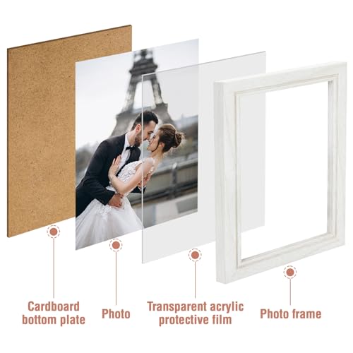POILKMNI 5x7 In Four Picture Frame 4 Hinged Photo Frame with 4 Openings | Natural Wood Foldable Photo Frame High Definition Acrylic for Mothers Day Father's Day Christmas Gift, Family Picture, White - color: White, size: 5x7