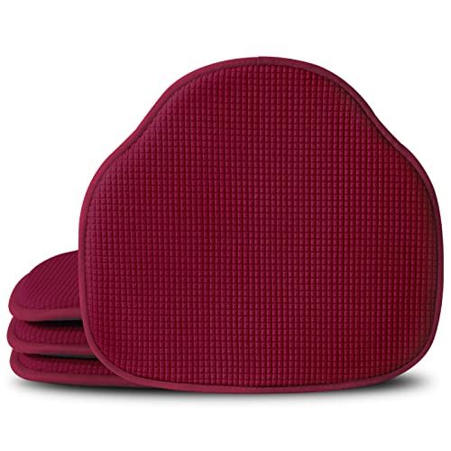 Shinnwa Windsor Chair Cushions Set of 4, Farmhouse Chair Pads for Dining Room, Non Slip Kitchen Seat Cushions, 4 Pack, 17 x 15.5 inches, Burgundy - color: Burgundy, size: 4 Count (Pack of 1)