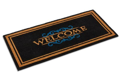 Elegant Welcome Coco Coir Doormat, 22" x 47", Extra-Large Low-Profile Indoor Outdoor Entrance Mat with Non Slip Rubber Backing