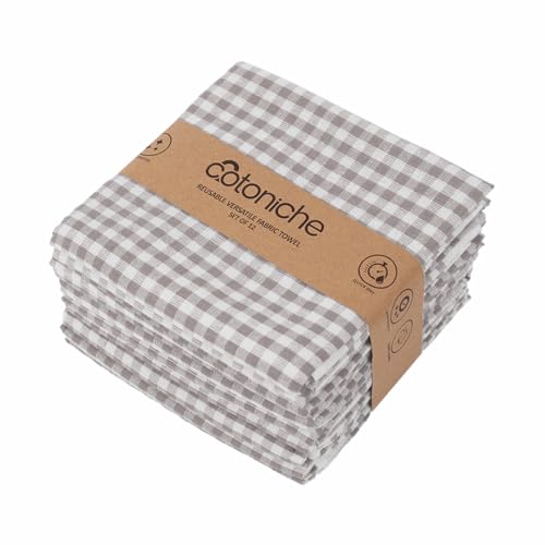 Gingham Kitchen Towels - Dish Towels for Drying Dishes (24" x 16") Vintage & Versatile - Perfect as Kitchen Dish Cloths, Gingham Hand Towels - (12 Pack) (Gray) - color: Gray, size: Set of 12