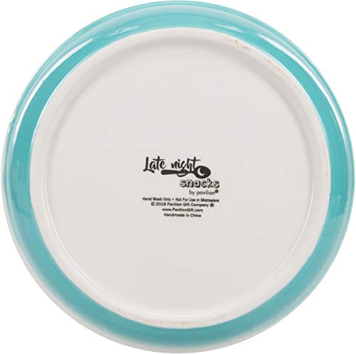 Pavilion - Chips & Dip - Patterned 6.25 Inch Teal Ceramic Snack Bowl - size: 6.25 Inch