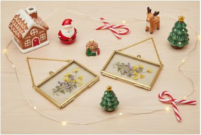 4 Pcs Pressed Flower Frame, Wall Hanging Tabletop Display Double Glass Frames with Metal Chain for Pressed Dried Flowers Plants, Horizontal and Vertical Picture Frame, Black, FRAMES ONLY - color: Balck-H-4