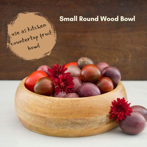 Wooden Salad Bowls for Serving Salad, Pasta and Fruit, Farmhouse Style, Natural Beige (Small (11" Dia)) - size: 11" Wide, Set of 1 Bowl