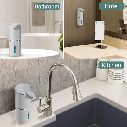 Automatic Liquid Soap Dispenser,Touchless Hand Soap Dispenser USB Rechargeabled Dispenser Electric,Wall Mounted 4 Levels Adjustable Dispenser Pump for Bathroom Kitchen Dish Soap Gray - color: Silver, style: Gel