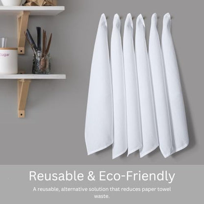 Waffle Kitchen Towels Set of 6-100% Cotton Dish Cloths Towels with Hanging Loop - Soft, Absorbent & Washable for Kitchen Use - Quick Drying Dish Towels 16x26 Inch White - color: White