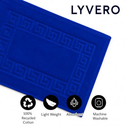 100% Recycle Cotton Bath Mat Cobalt Blue Key Pattern Bath Rug [Not a Bathroom Rug], Soft Absorbent 330 GSM Shower Floor Towel Set, Hotel Spa Quality, Machine Washable (2 Pack) - color: Cobalt Blue
