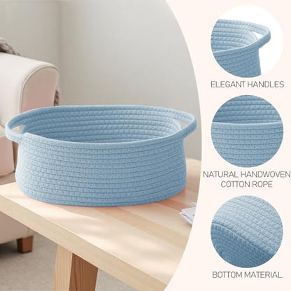 JMvicyroam Small Woven Basket, Empty Gift Basket, Blue/1 Pack | Small Gift Basket, Cotton Rope, 12 x 8 x 30 in, Handles, Includes Ribbon and Bag, Birthday Gift Basket - color: Blue, size: 1 Pack