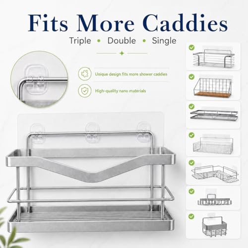 8 Pcs Adhesive Shower Caddy Replacement, Strong No Drill Adhesive Hooks | Holds 40lbs, For Bathroom Storage Shelves and Kitchen Racks, Waterproof & Transparent Strips for Tile, Glass, Smooth Walls - color: Transparent 8 PCS