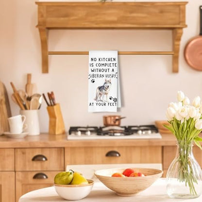 Siberian Husky Funny Dog Kitchen Dish Towels - Siberian Husky Waffle Weave Hand Towels,A Kitchen is Not Complete Dish Towel for Home Bathroom,Dog Lovers Gift,16×24 Inch - color: Siberian at Your Feet
