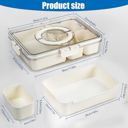 Bandesun Divided Serving Tray with Lid and Handle - Snackle Box Charcuterie Container for Portable Snack Platters - Perfect for Party, Entertaining - Clear Organizer for Candy, Fruits, Nuts, Snacks - style: compartments large 1pcs small 4pcs