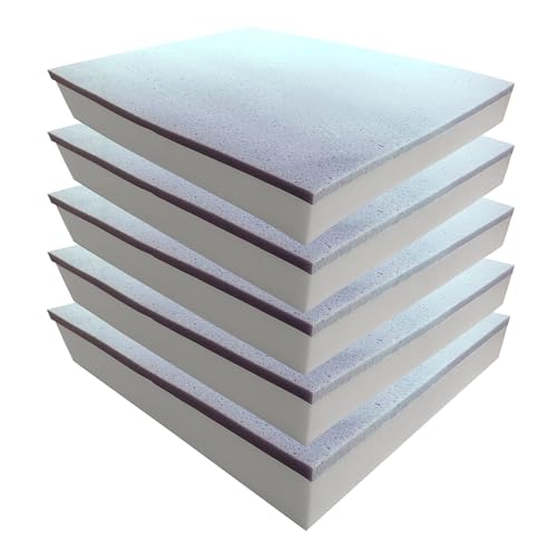 Foamma 2" x 24" x 24" 5-Pack Gel Memory Foam with High-Density Base, Cooling Pressure Relief, Cushion Filler for Couches and Chairs, Memory Foam Pad for Furniture Stuffing - color: Gel Memory Foam, size: 2" x 24" x 24", style: 5 Pack