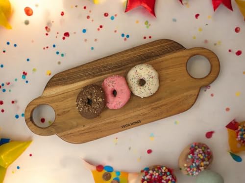 Vesta Homes Wooden Cutting Board, Platter, Serving Board, Charcuterie, and Cheese Board for Kitchen | Natural Acacia Wood | 24x9x0.6 inches | Handcrafted in India - size: 24"L x 9"W x 0.75"T