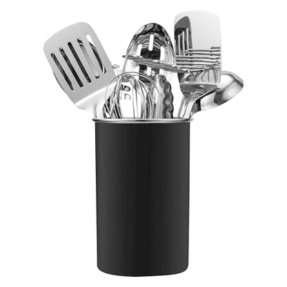 COOK WITH COLOR Kitchen Utensil Set - premium Nonstick & Heat Resistant Kitchen Gadgets, Turner, Spaghetti Server, Serving Spoons, Whisk, Tongs, Masher & Utensil Holder, 10-piece Black - color: Black