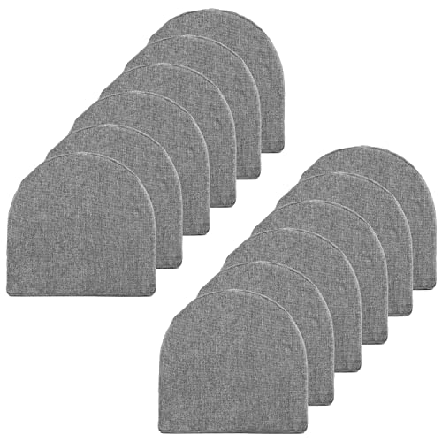Sweet Home Collection Chair Cushions 100% High Density Memory Foam Pads U Shaped 17" x 16"Non Slip Skid Rubber Back Seat Cover,Gray (Pack of 3, 12 Count Total) - color: Gray, size: 12 Count (Pack of 1)