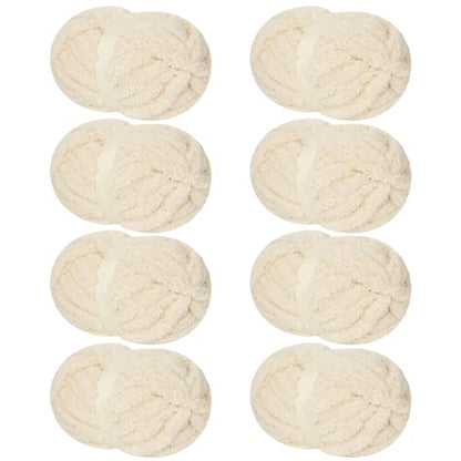 Franel Beige Chunky Chenille Yarn for Hand Knitting Blanket (8 Pack, Total 64oz) - Shed-Resistant Fluffy Jumbo Yarn for Crocheting, Super Bulky Big Yarn for DIY Throw, Pre-Wound & Tangle-Free - color: 23