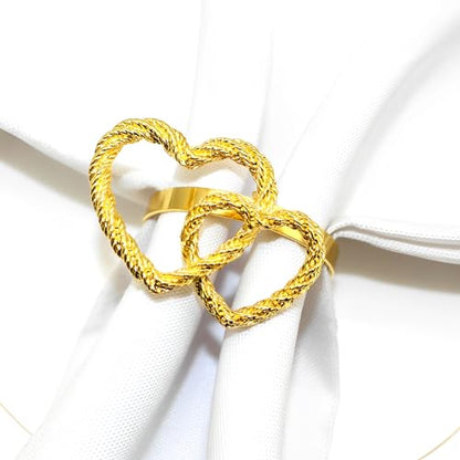 Napkin Rings Set of 6,Gold Heart Napkin Ring,Metal Alloy Heart Napkin Ring for Wedding, Dinner Party, Table Decor and Daily Use