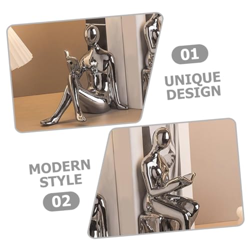 Ciieeo Modern Ceramic Bookends Reading Statue Bookshelf Decor Unique Desktop Decor