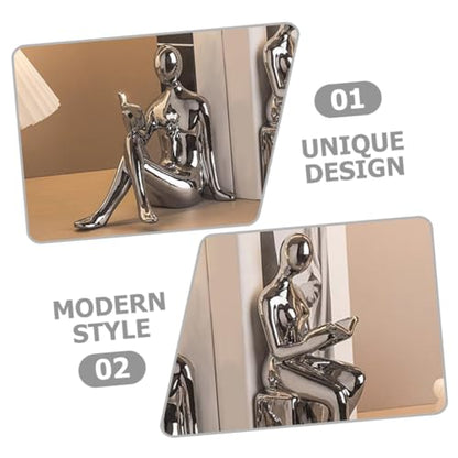 Ciieeo Modern Ceramic Bookends Reading Statue Bookshelf Decor Unique Desktop Decor