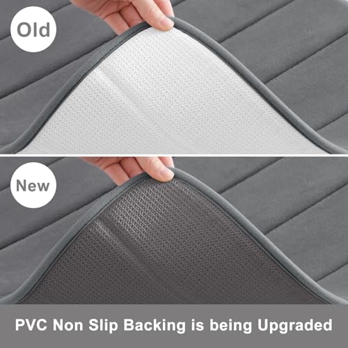 Buganda Memory Foam Bath Mat, 47" x 32", Ultra Soft and Non-Slip Bathroom Rugs, Water Absorbent and Machine Washable Bath Rug Runner for Bathroom, Shower, and Tub, Grey | Grey, Machine Washable Quick Dry Bath Mats for Bathroom Floor, Shower and Tub, Home