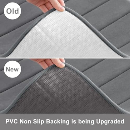 Buganda Memory Foam Bath Mat, 47" x 32", Ultra Soft and Non-Slip Bathroom Rugs, Water Absorbent and Machine Washable Bath Rug Runner for Bathroom, Shower, and Tub, Grey | Grey, Machine Washable Quick Dry Bath Mats for Bathroom Floor, Shower and Tub, Home