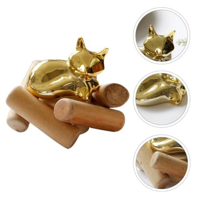Golden Ceramic and Wood Animal Sculpture Decorative Home Ornament with Handy Design for Long-time Use, for Living Room or Gift