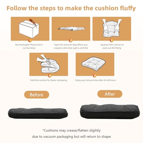 RACE LEAF Indoor Chair Cushions 4 Pack, Tufted Memory Foam Dining Room Chair Pads with Ties and Non-Slip Backing, Kitchen Seat Cushions 15.5" X 15.5" Dark Gray - color: Drak Gray