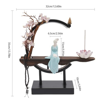 Backflow Incense Holder with LED Light, Countertop Incense Burner Holder Chinese Retro Ceramic Backflow Incense Burner for Relaxing or Home Decor (Style 6) - size: Style 6