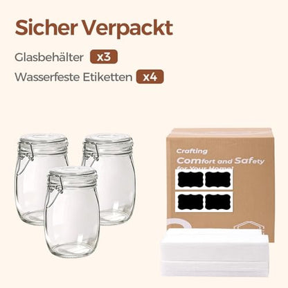 ComSaf Round Glass Jars with Airtight Lids 34 oz 3 Pack Apothecary Coffee | Cookie candy storage, Coffee food storage, Farmhouse decor, Kitchen counter display, Cabinet pantry jars, Snacks - size: 34oz*3