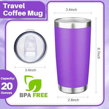 20oz Tumbler with Lid Double Wall Vacuum Insulated Travel Coffee Mug Stainless Steel Thermal Cup Powder Coated Sturdy Coffee Tumbler Bulk for Hot and Cold Beverage (Purple,4) - color: Purple, size: 20 Ounces (4 Pack)