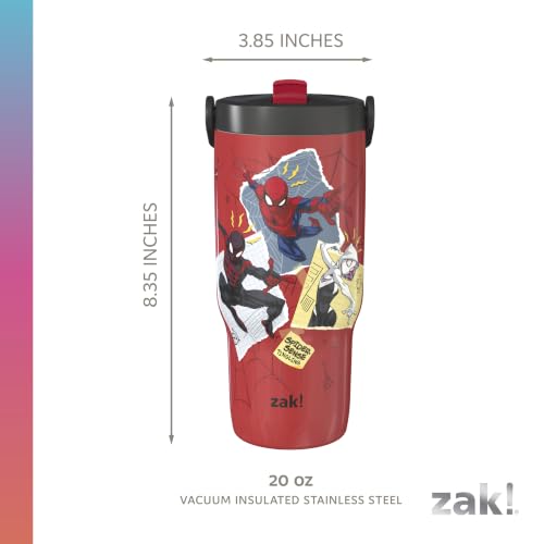 Zak Designs Marvel Spider-Man Siply 20oz Leak-Proof Straw Insulated Tumbler | BPA Free, Stainless Steel, Handle, Cupholder Friendly, Dishwasher Safe, Kids Water Bottle, Reuseable For School, Home, Travel - color: Spiderman